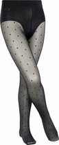 FALKE Romantic Dot mat met patroon transparant laag Denier Kinderen Panty zwart - Maat 134-146