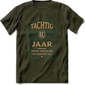 80 Jaar Legendarisch Gerijpt T-Shirt | Aqua - Ivoor | Grappig Verjaardag Cadeau | Dames - Heren | - Leger Groen - XL