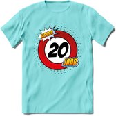 20 Jaar Hoera Verkeersbord T-Shirt | Grappig Verjaardag Cadeau | Dames - Heren | - Licht Blauw - XXL