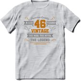 46 Jaar Legend T-Shirt | Goud - Zilver | Grappig Verjaardag Cadeau | Dames - Heren | - Licht Grijs - Gemaleerd - XXL