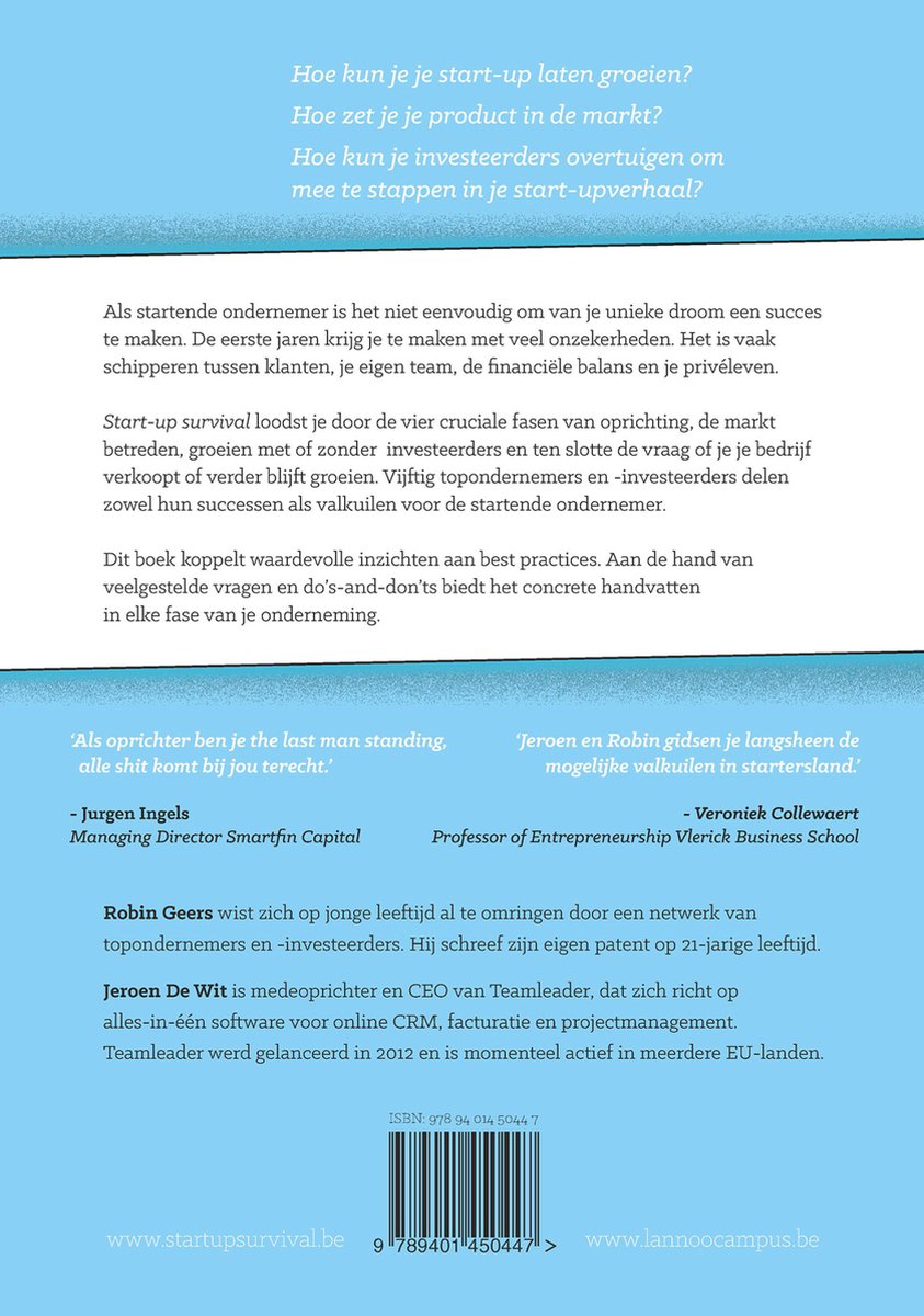 Start-up survival - back cover