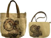 Canvas tas  - schoudertas - handtas  - steenbok - bag in bag