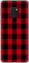Geschikt voor Huawei P40 Lite hoesje - Plaid - Zwart - Rood - Siliconen Telefoonhoesje