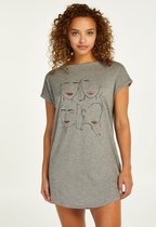 Hunkemöller Dames Nachtmode Nachthemd ronde hals - Grijs - maat XL/XXL