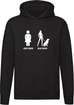 Jouw vrouw, mijn vrouw | Unisex | Trui | Sweater | Hoodie | Capuchon | Zwart | My wife, your wife | Getrouwd | Hond | Hotwife