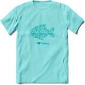 I Love Fishing - Vissen T-Shirt | Aqua | Grappig Verjaardag Vis Hobby Cadeau Shirt | Dames - Heren - Unisex | Tshirt Hengelsport Kleding Kado - Licht Blauw - XXL