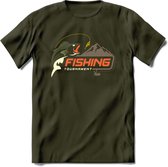 Fishing Club - Vissen T-Shirt | Grappig Verjaardag Vis Hobby Cadeau Shirt | Dames - Heren - Unisex | Tshirt Hengelsport Kleding Kado - Leger Groen - XL