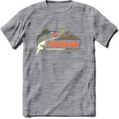 Fishing Club - Vissen T-Shirt | Grappig Verjaardag Vis Hobby Cadeau Shirt | Dames - Heren - Unisex | Tshirt Hengelsport Kleding Kado - Donker Grijs - Gemaleerd - L