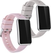 kwmobile 2x armband voor Huawei Watch Fit mini - Bandjes voor fitnesstracker in grijs / poederroze