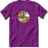 Fishing - Vissen T-Shirt | Grappig Verjaardag Vis Hobby Cadeau Shirt | Dames - Heren - Unisex | Tshirt Hengelsport Kleding Kado - Paars - S