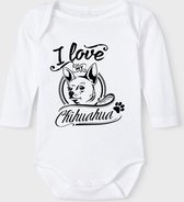 Baby Rompertje met tekst 'Chihuahua' |Lange mouw l | wit zwart | maat 50/56 | cadeau | Kraamcadeau | Kraamkado