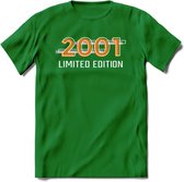 2001 Limited Edition T-Shirt | Goud - Zilver | Grappig Verjaardag en Feest Cadeau Shirt | Dames - Heren - Unisex | Tshirt Kleding Kado | - Donker Groen - XL