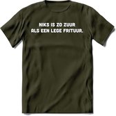 Niks Is Zo Zuur... - Snack T-Shirt | Grappig Verjaardag Kleding Cadeau | Eten En Snoep Shirt | Dames - Heren - Unisex Tshirt | - Leger Groen - XXL