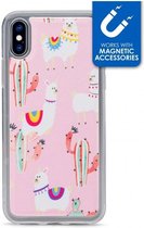 Apple iPhone X/10 Hoesje - My Style - Magneta Serie - TPU Backcover - Pink Alpaca - Hoesje Geschikt Voor Apple iPhone X/10