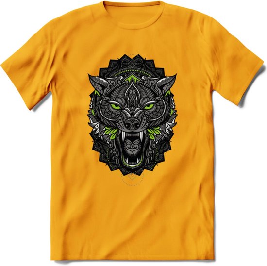 Wolf - Dieren Mandala T-Shirt | Groen | Grappig Verjaardag Zentangle  Dierenkop Cadeau... | bol.com