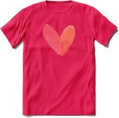Valentijn Pastel waterverf Hart T-Shirt | Grappig Valentijnsdag Cadeautje voor Hem en Haar | Dames - Heren - Unisex | Kleding Cadeau | - Roze - XXL