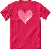Valentijn Pastel waterverf Hart T-Shirt | Grappig Valentijnsdag Cadeautje voor Hem en Haar | Dames - Heren - Unisex | Kleding Cadeau | - Roze - XXL