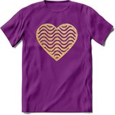 Valentijn Goud Hart T-Shirt | Grappig Valentijnsdag Cadeautje voor Hem en Haar | Dames - Heren - Unisex | Kleding Cadeau | - Paars - S