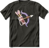 Valentijn pijl en boog Hart T-Shirt | Grappig Valentijnsdag Cadeautje voor Hem en Haar | Dames - Heren - Unisex | Kleding Cadeau | - Donker Grijs - L