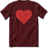 Valentijn Hart T-Shirt | Grappig Valentijnsdag Cadeautje voor Hem en Haar | Dames - Heren - Unisex | Kleding Cadeau | - Burgundy - L