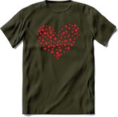 Valentijn Hart T-Shirt | Grappig Valentijnsdag Cadeautje voor Hem en Haar | Dames - Heren - Unisex | Kleding Cadeau | - Leger Groen - L