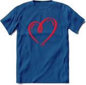 Valentijn Hart T-Shirt | Grappig Valentijnsdag Cadeautje voor Hem en Haar | Dames - Heren - Unisex | Kleding Cadeau | - Donker Blauw - 3XL