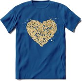 Valentijn Goud Hart T-Shirt | Grappig Valentijnsdag Cadeautje voor Hem en Haar | Dames - Heren - Unisex | Kleding Cadeau | - Donker Blauw - XXL