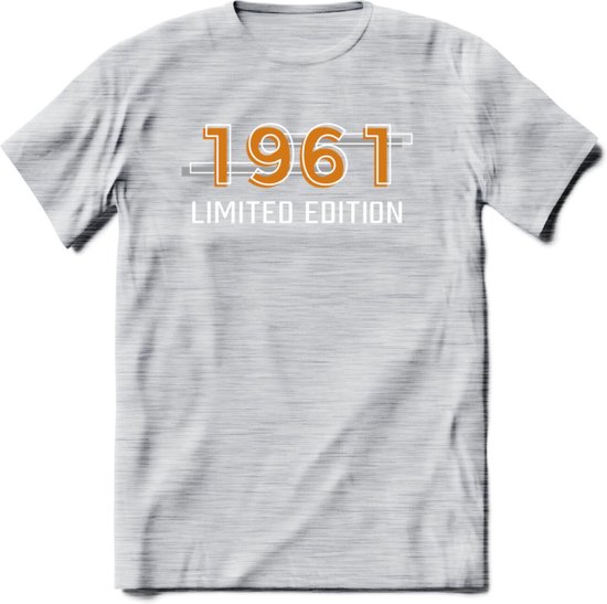 1961 Limited Edition T-Shirt | Goud - Zilver | Grappig Verjaardag en Feest Cadeau Shirt | Dames - Heren - Unisex | Tshirt Kleding Kado | - Licht Grijs - Gemaleerd - 3XL