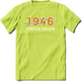 1946 Limited Edition T-Shirt | Goud - Zilver | Grappig Verjaardag en Feest Cadeau Shirt | Dames - Heren - Unisex | Tshirt Kleding Kado | - Groen - 3XL