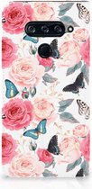 LG V40 Thinq Smart Cover Butterfly Roses