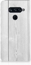 LG V40 Thinq Book Wallet Case White Wood