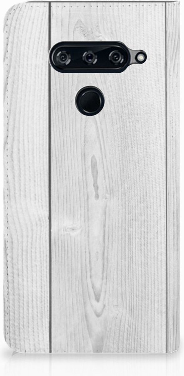 LG V40 Thinq Book Wallet Case White Wood