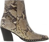Tango | Ella oblique 10-a taupe leather boot - dk brown heel/sole/studs | Maat: 37