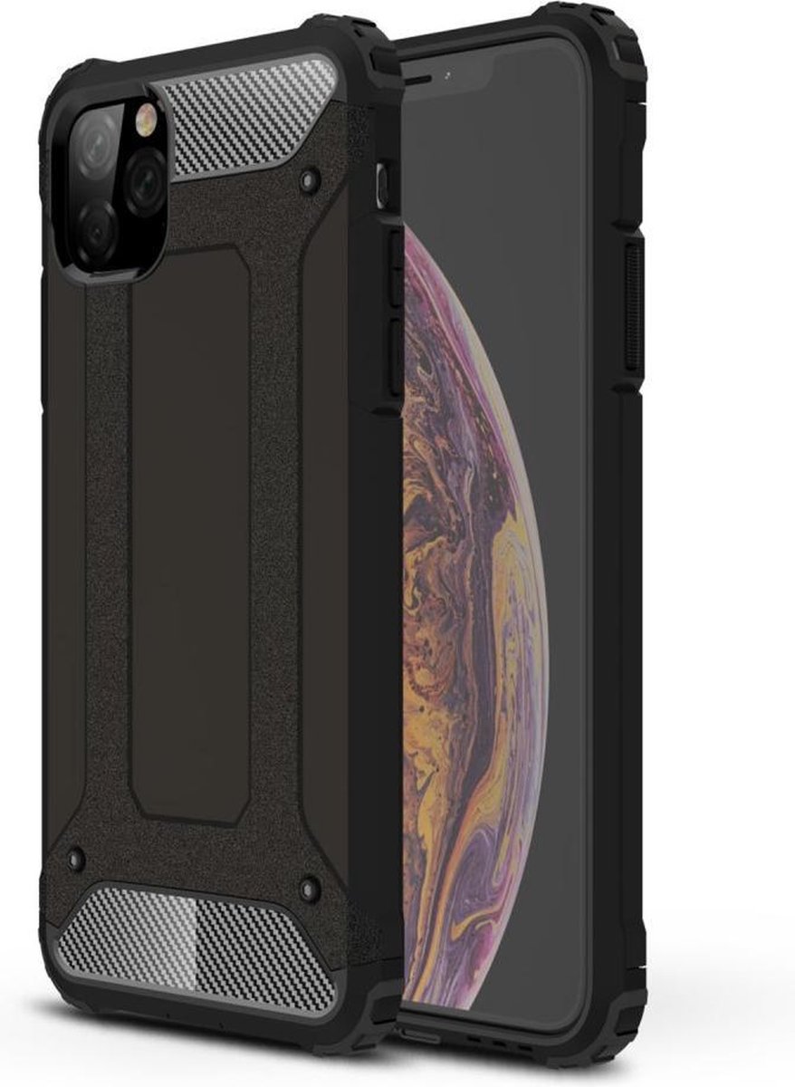 Armor Hybrid Back Cover - Geschikt voor iPhone 11 Pro Max Hoesje - Zwart