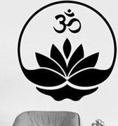 Sticker Decoratie 56x56cm Pinturas Murais Yoga Wall Decal Bedroom Yoga Mandala Menhdi Flower Pattern Ornament Om Indian Living Room Wall Sticker - Dark Grey