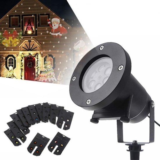 Kerstprojector voor buiten, led-schijnwerper, sneeuwvlok, Kerstmis, waterdicht, IP65, led-verlichting, sneeuwvaleffect, decoratie voor Kerstmis, binnen, buiten, tuin, feest, bruiloft, Nieuwjaar