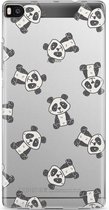 Casimoda® telefoonhoesje - Geschikt voor Huawei P8 - Panda - Zwart TPU hoesje - Backcover - Multi - Panda