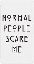 Huawei P8 Lite booktype hoesje - Normal people scare me - Wit