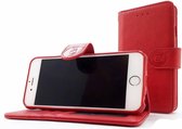 Samsung Galaxy A5 2018 / A8 2018 - Burned Red Leren Portemonnee Hoesje - Lederen Wallet Case TPU meegekleurde binnenkant- Book Case - Flip Cover - Boek - 360º beschermend Telefoonh