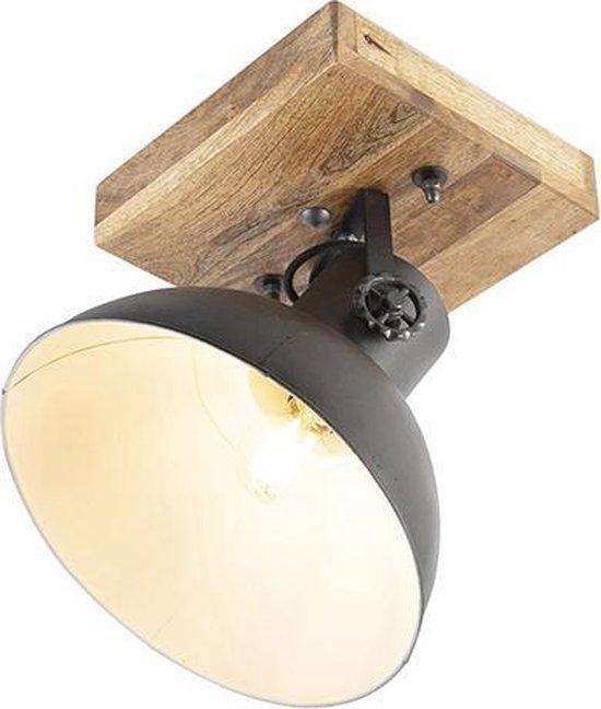 QAZQA mangoes - Industriele Plafondlamp - 1 lichts - Ø 300 mm - Donkergrijs - Industrieel - Woonkamer | Slaapkamer | Keuken