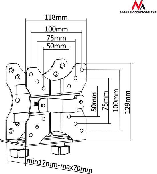 Support Maclean MC-720 pour mini-ordinateurs Support de bureau à écran plat VESA 100X100