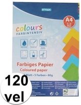 120 vellen Gekleurd A4 papier 80 gram