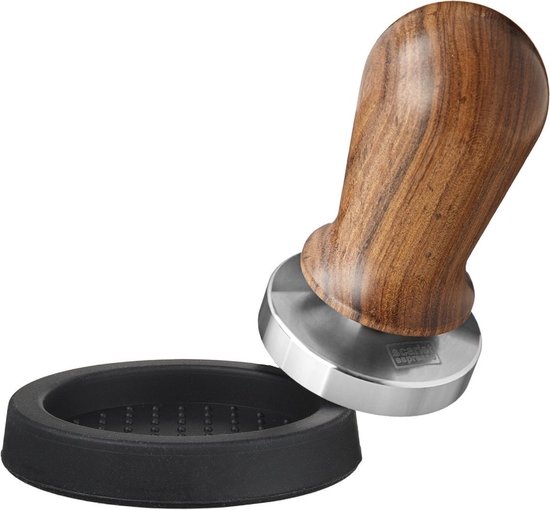 Station Tamper Barista 58 Mm - Bois De Noyer - Support Porte-filtre Tampon Distributeur - Réglable - 9