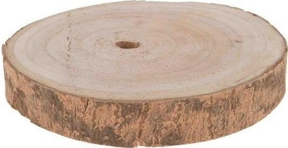 1x Woondecoratie ronde boomschijf 20 cm van Paulowna hout