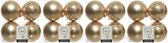 16x Donker parel/champagne kunststof kerstballen 10 cm - Mat/glans - Onbreekbare plastic kerstballen - Kerstboomversiering donker parel/champagne