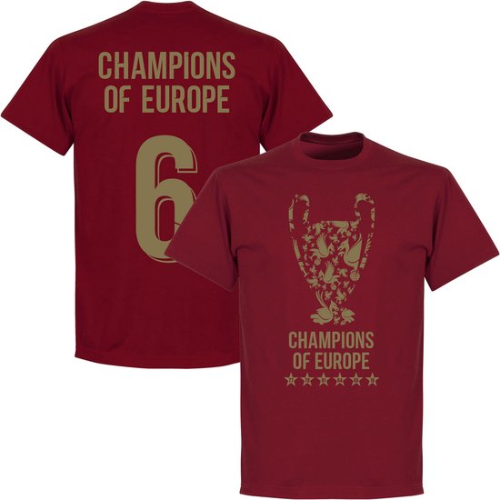 Liverpool Trophy Champions of Europe 6 T-Shirt - Rood - XXL | bol.com