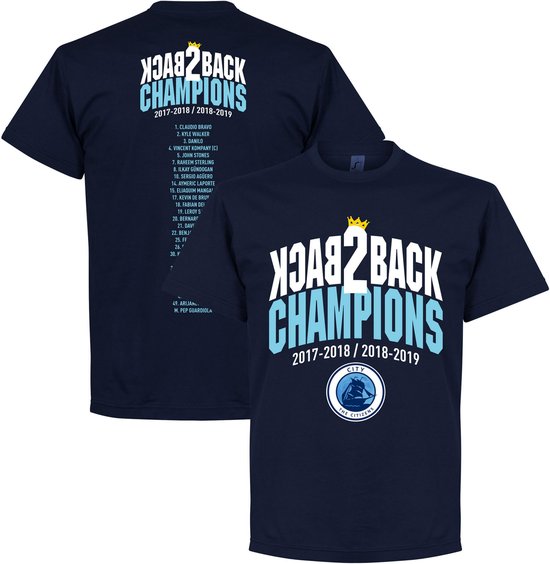 City Back to Back Champions Squad T-Shirt - Navy - 3XL
