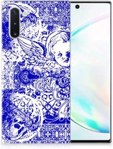 Silicone Back Case Geschikt voor Samsung Galaxy Note 10 Angel Skull Blue