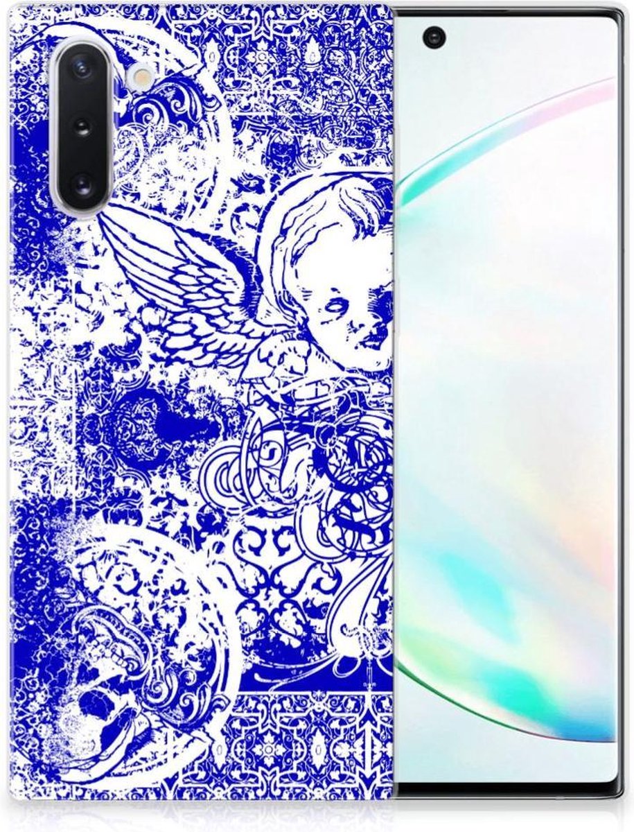 Silicone Back Case Samsung Galaxy Note 10 Angel Skull Blauw