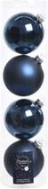 Basic Blue Combi Kerstballen - Tube A 4 Glass Mach.baubles Shiny-matt Night Blue Dia10cm